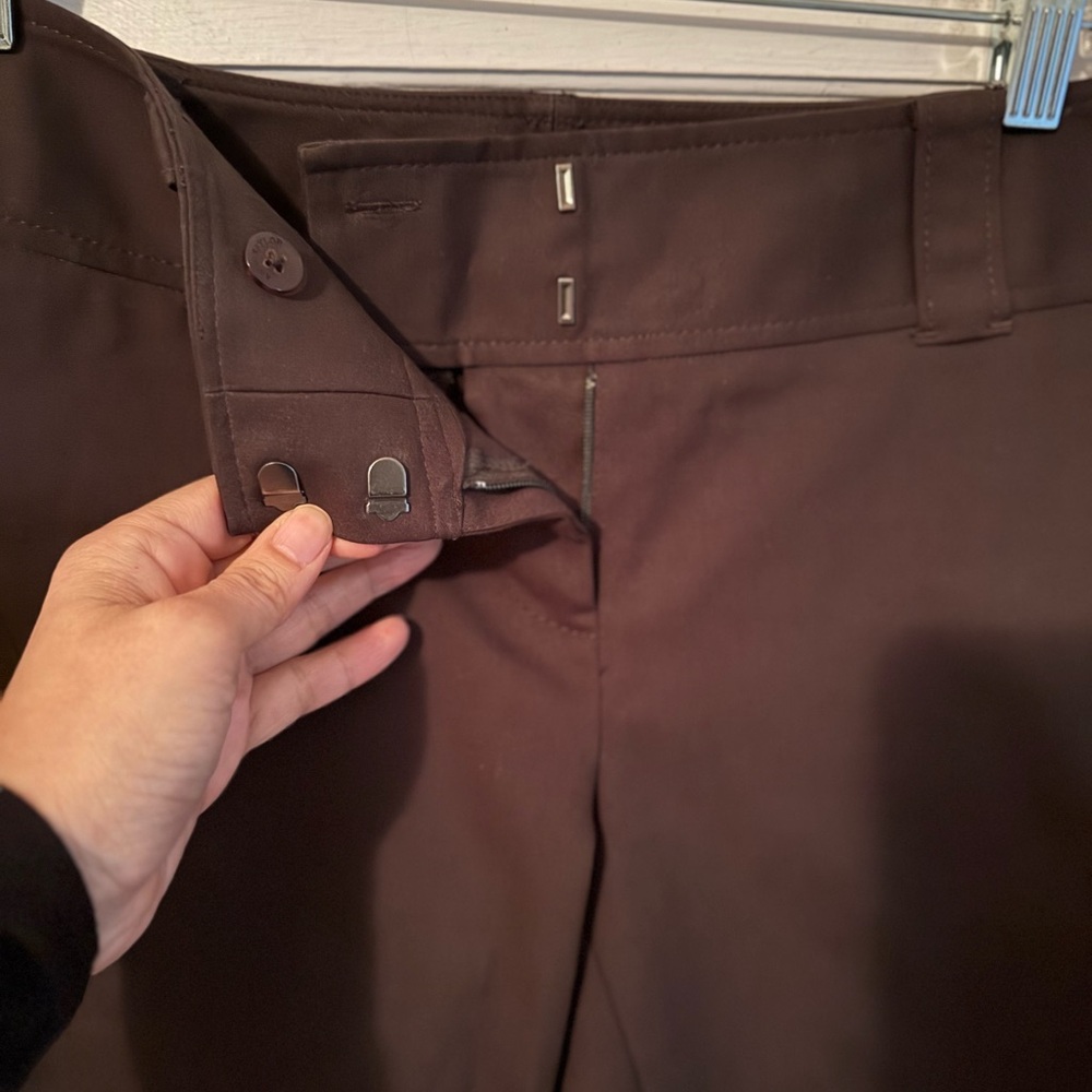 ANN TAYLOR Lindsay Dress Pants Womens Sz 4 Chocolate/ Dark Brown Straight Ankle - Picture 5 of 12